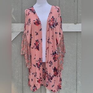 UMGEE Women’s Floral Print Open Front Kimono Cardigan Lightweight Size XL Boho